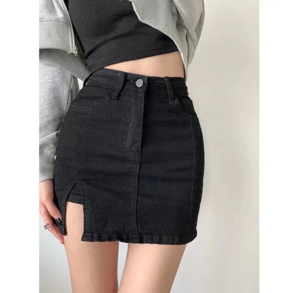 Black Denim Skirt For Women Spring - Image 6