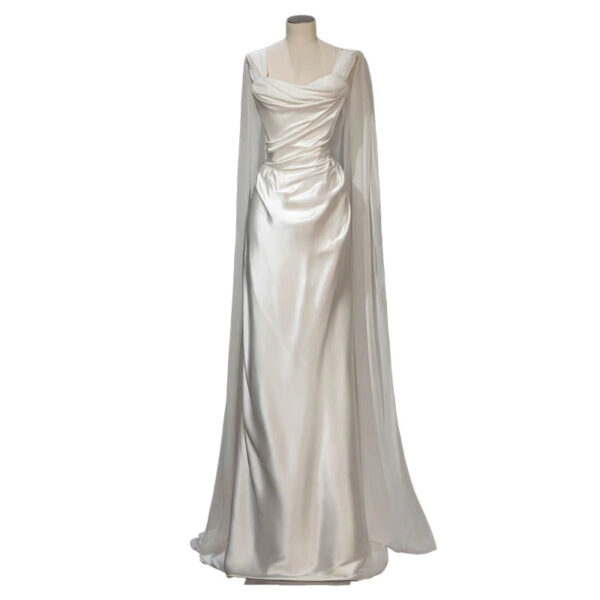 Satin Light Wedding Dress French White - Image 6