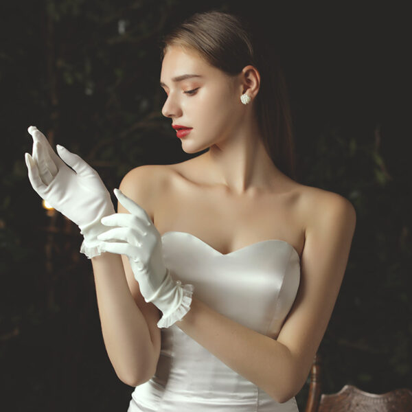 Bridal Wedding Dress Gloves Short Tulle - Image 3