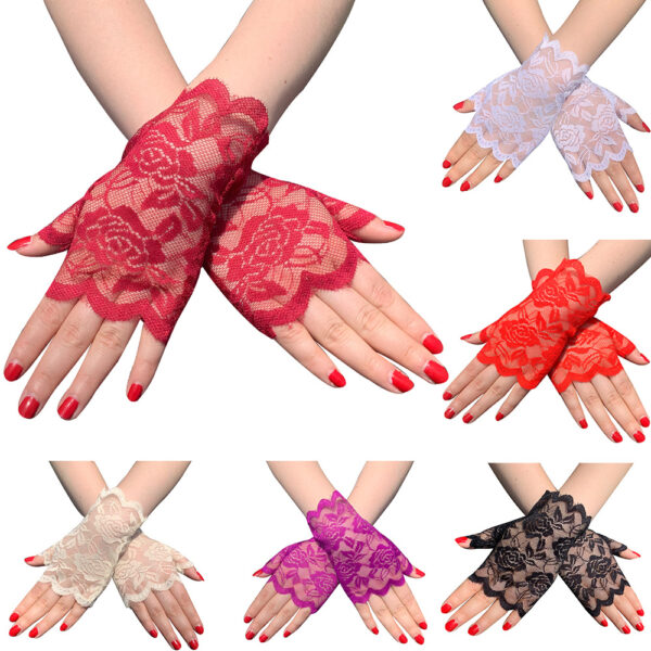 Women's Sun-proof Short Half-finger Lace Gloves - Image 4