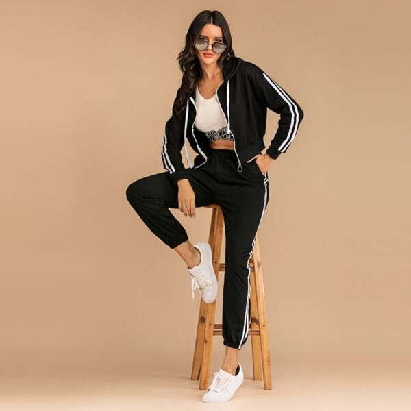 Black Short Sweater Casual Sports Suit Women's Two-piece Set - Image 2