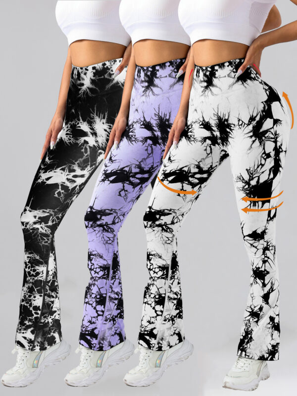 3 Pack Tie Dye Seamless High Waisted Workout Leggings For Women Scrunch Butt Lifting Yoga Gym Athletic Pants,, Leggings For Women Scrunch Butt Lifting Yoga Gym Athletic Pants - Image 3