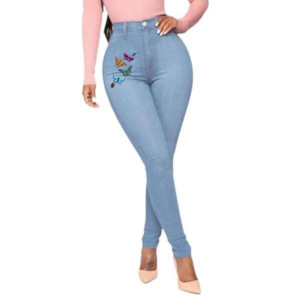 Printed Butterfly Jeans Women's European And American Style Trousers High Waist - Image 4