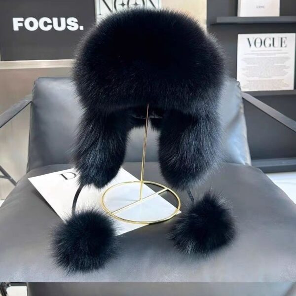 Women's Cotton Fox Fur Ushanka Slimming - Image 4