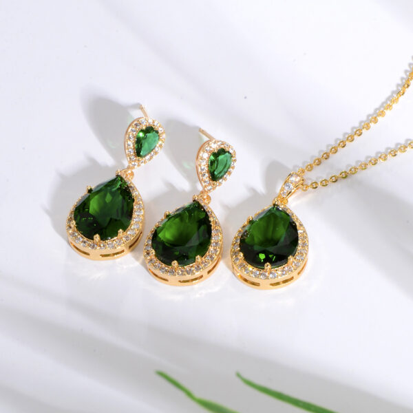 Bright Big Zircon Water Drops Necklace Eardrops Suit Bride Wedding Jewelry Simple Graceful - Image 4