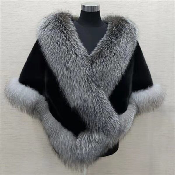 Imitated Mink Fox Fur Cape Coat Plus-sized Dress Shawl - Image 9