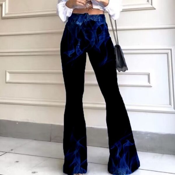 Trend Irregular Wide-leg Pants Abstract Printing Loose Casual Wide-leg