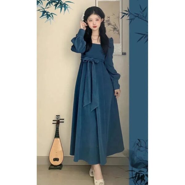 Long Sleeve Square-neck Dress - Image 5