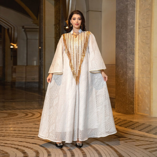 Festival Evening Dress Arabic Dubai Mesh Embroidered Sequins Robe Middle East - Image 9