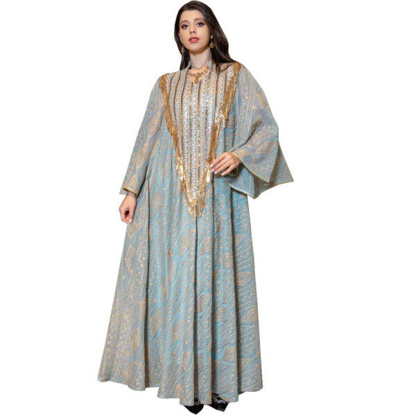 Festival Evening Dress Arabic Dubai Mesh Embroidered Sequins Robe Middle East - Image 7