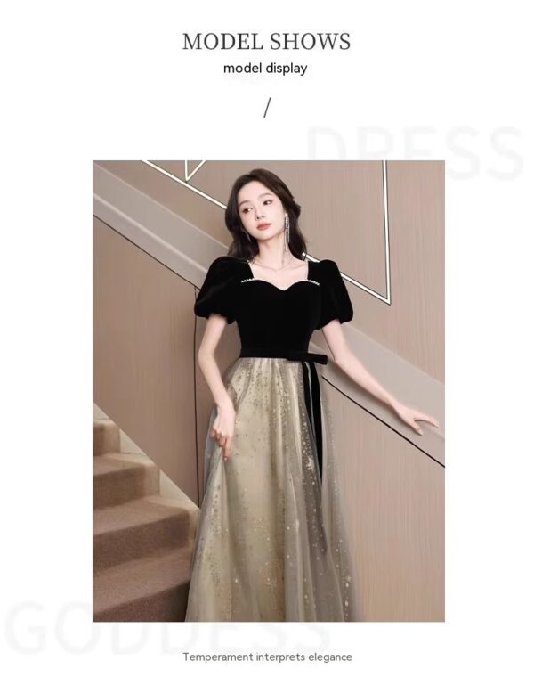 Women's French Light Luxury And Luxurious Black Evening Dress - Image 8