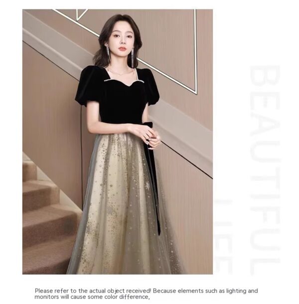 Women's French Light Luxury And Luxurious Black Evening Dress - Image 9