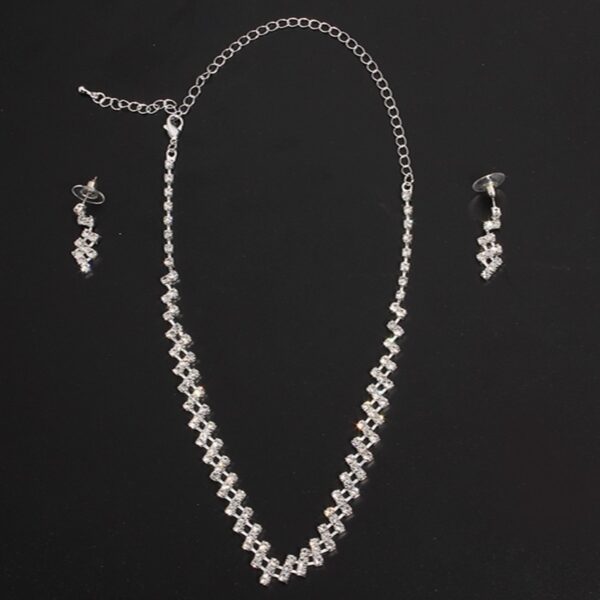 Bridal Jewelry two sets, bridal Rhinestone chain, Wedding Necklace, earring, Rhinestone Necklace, marriage two sets - Image 2