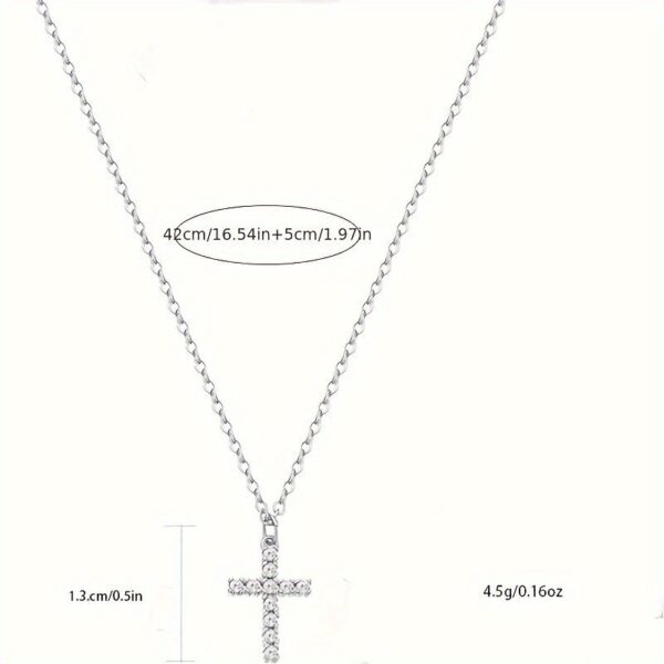 Moissanite Men's And Women's Cross Pendant Necklace 925 Sterling Silver Adjustable - Image 4