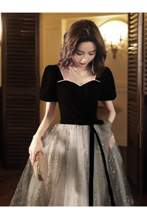Women's French Light Luxury And Luxurious Black Evening Dress - Image 6