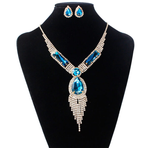 S151 fashion bridal jewelry set, tassel diamond, colorful micro wedding jewelry, necklace, earring set - Image 3