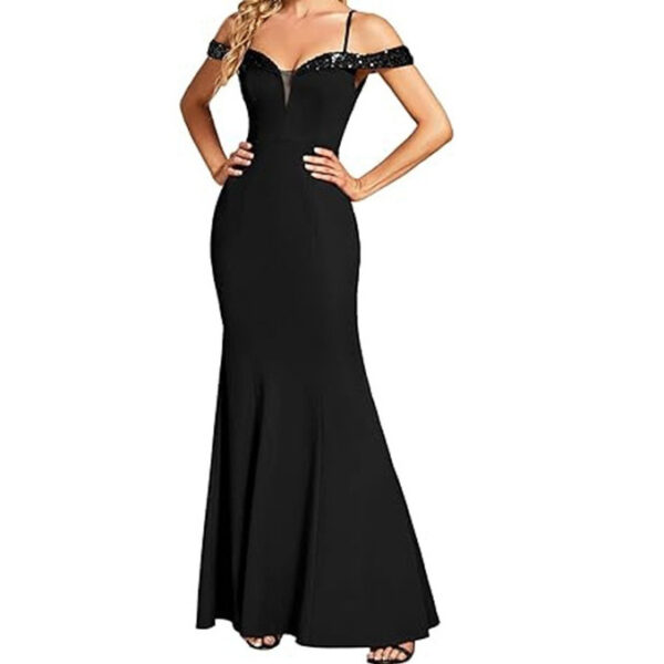 Women's Clothing Off-neck Sling Evening Long Dress - Image 9