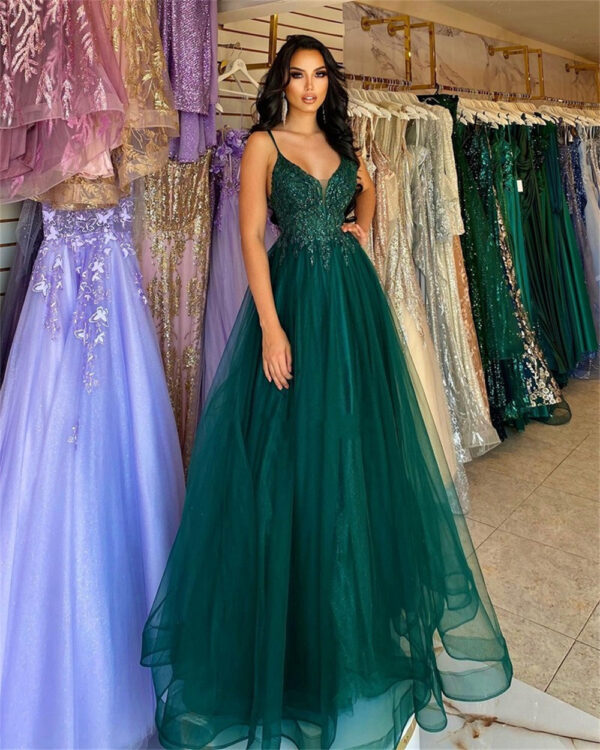 Dark Green Banquet Host Evening Dress - Image 7