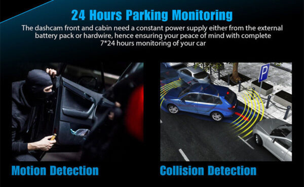 Dash Cam Car HD 1080P Front-Rear-Inside Dual Lens Video Recorder Camera G-Sensor - Image 6