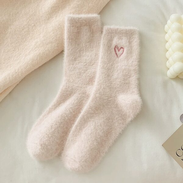 Women's Socks Love Embroidered Plush Socks Furry Warm - Image 8