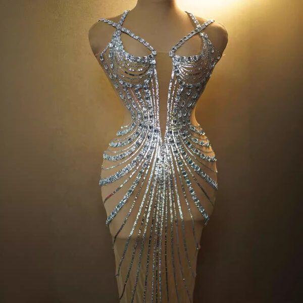 Rhinestone Feather Dress Banquet Women's Clothing - Image 3