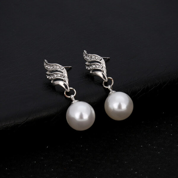 Europe and the United States eBay explosion models accessories wholesale bride accessories Pearl Diamond Necklace Set Earrings wavy lines - Image 7