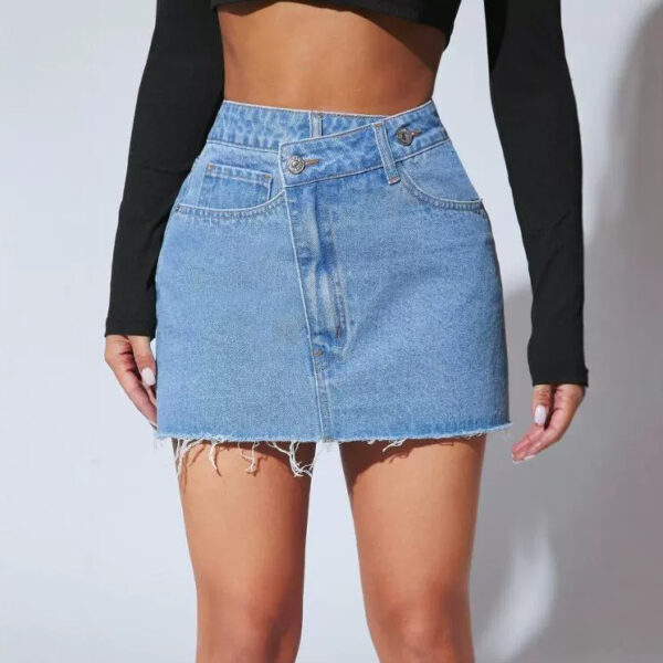 Short Fashion Irregular Denim Short Skirt - Image 3