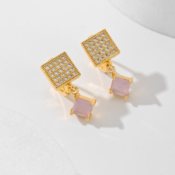 European And American Square Fashion Zircon Earrings In Various Colors - Image 5