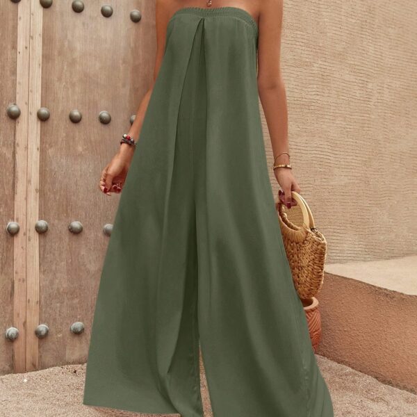 Solid Wide Leg Tube Jumpsuit - Image 4