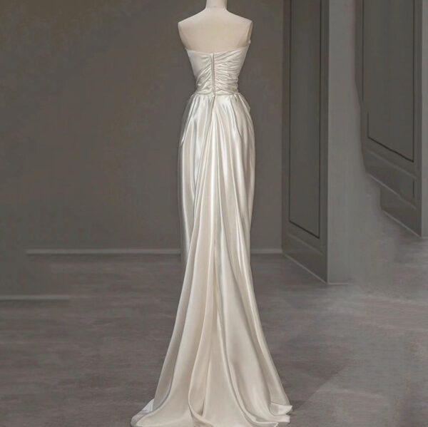 Satin Light Wedding Dress French White - Image 5