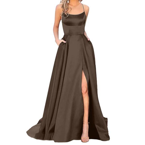 Solid Color Long Slimming And Shoulder Hollow Girlfriends Fashion Bridesmaid Party Dress - Image 7