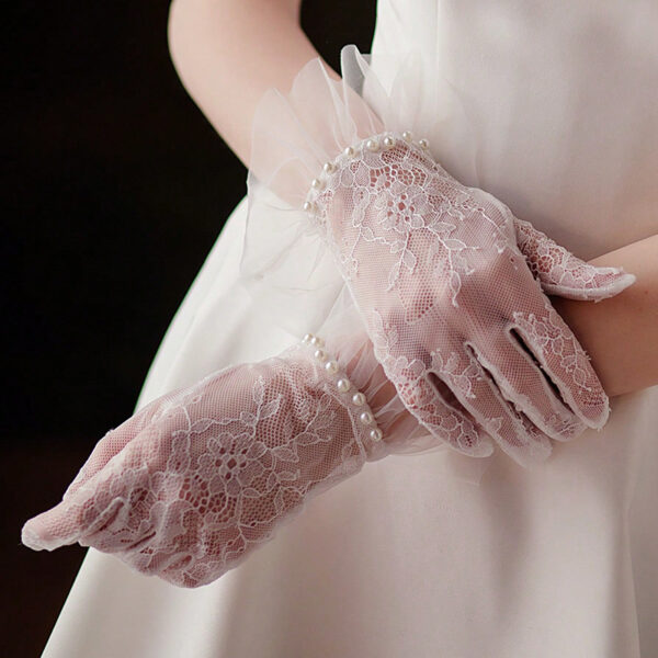 Women's Exquisite Lace Pearl Gloves - Image 8