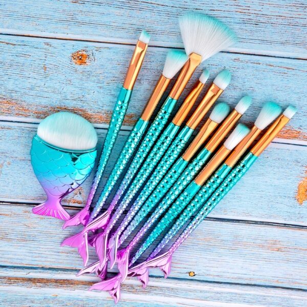 11pcs Makeup Brushes Kit Maquiagem Maquillaje New Mermaid Foundation Eyebrow Eyeliner Cosmetic Makeup Brushes - Image 6