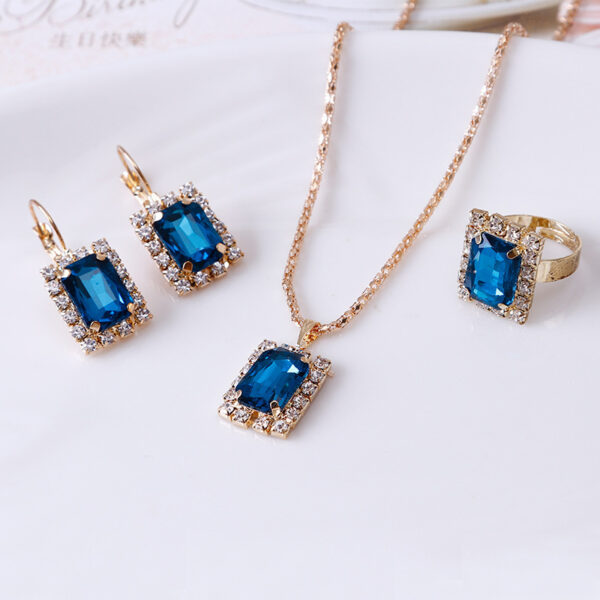 The Crystal Set Necklace Earring Ring Three-piece Set - Image 4