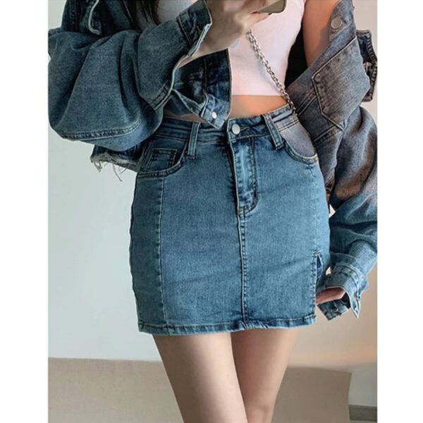 Black Denim Skirt For Women Spring - Image 2