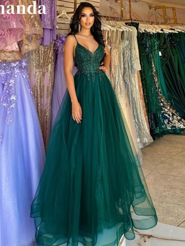 Dark Green Banquet Host Evening Dress - Image 6