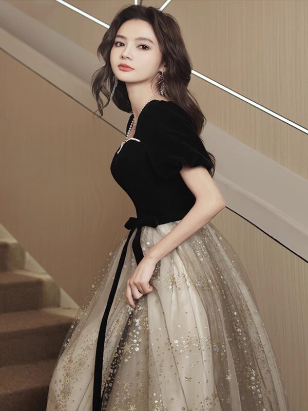 Women's French Light Luxury And Luxurious Black Evening Dress - Image 2