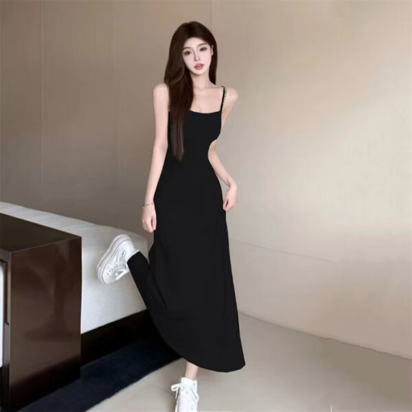 Elastic Sling Dress Women's Sleeveless Cold-shoulder - Image 6