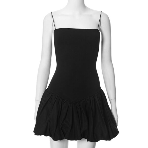 Women's Solid Color Sleeveless Strap Stitching Short Dress - Image 6