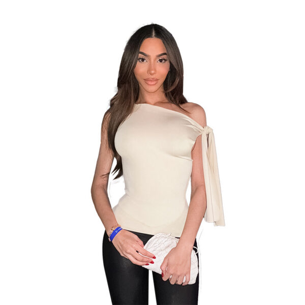 European And American Style One-shoulder Versatile T-shirt For Women - Image 2