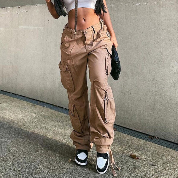 American Street Hip Hop Style Denim Cargo Pants Trousers - Image 8