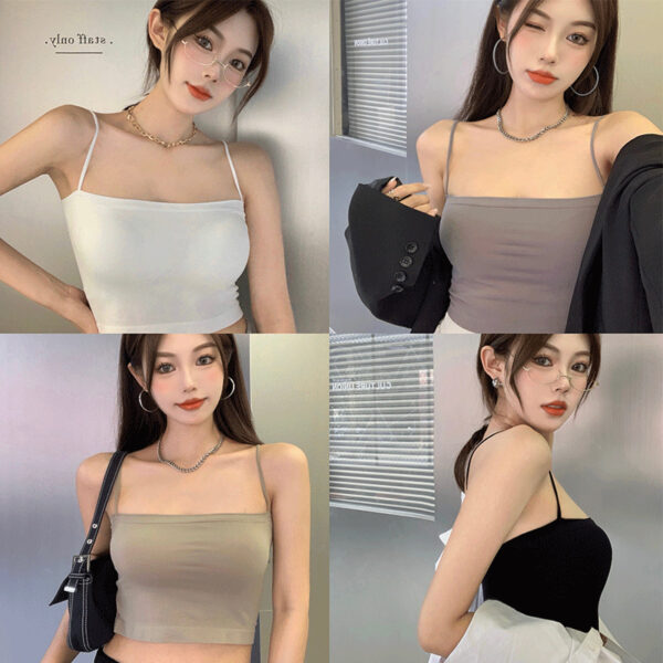 Solid Color Camisole Women's Summer Base Long Tube Top - Image 4