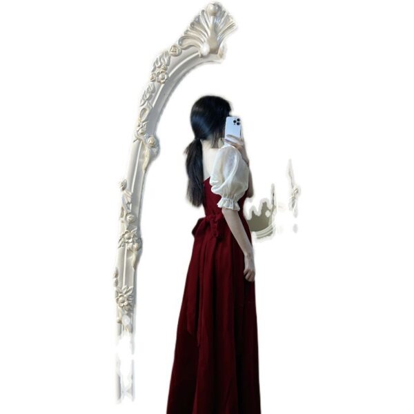 Small Plus Size Wine Red Puff Sleeve Princess High-grade Evening Dress - Image 10