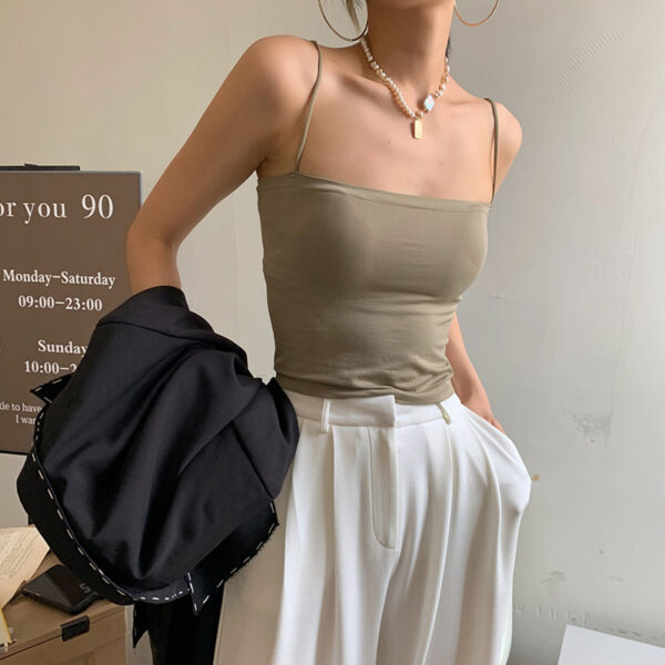 Solid Color Camisole Women's Summer Base Long Tube Top - Image 2