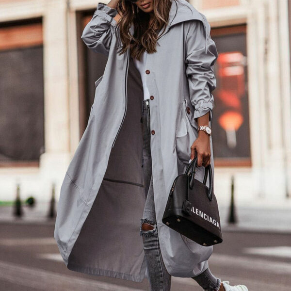 Temperament Niche Personality Casual Large Lapel Mid-length Trench Coat - Image 2