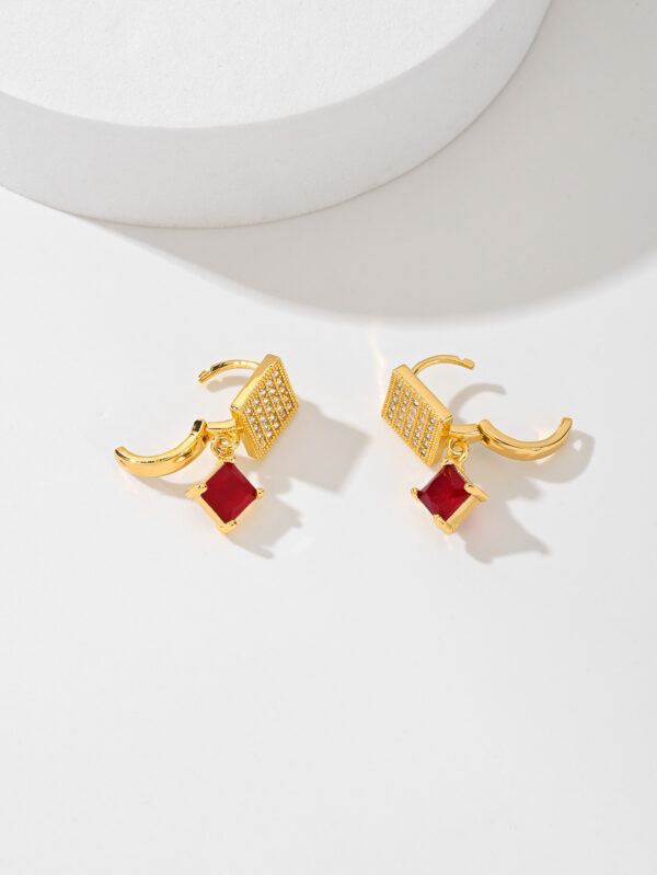 European And American Square Fashion Zircon Earrings In Various Colors - Image 9