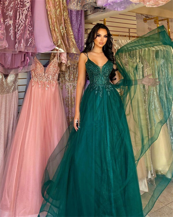 Dark Green Banquet Host Evening Dress - Image 3