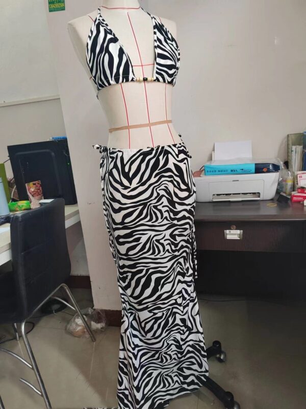 Printed Bikini Strappy Skirt Casual Suit - Image 3