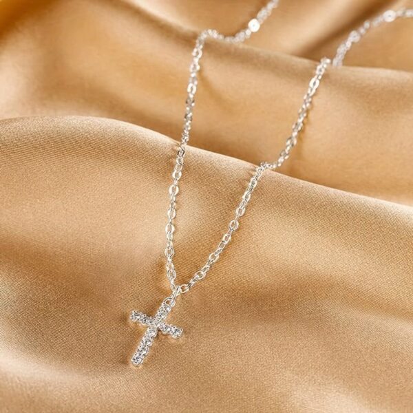 Moissanite Men's And Women's Cross Pendant Necklace 925 Sterling Silver Adjustable