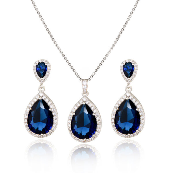 Bright Big Zircon Water Drops Necklace Eardrops Suit Bride Wedding Jewelry Simple Graceful - Image 5